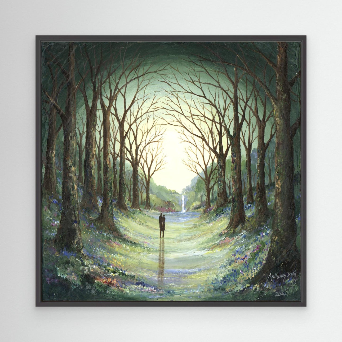 Tree lined waterfall walk. Code: 1086, Black frame