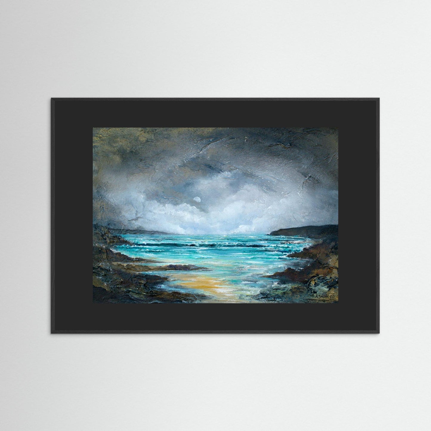Stormy Sea Code: 828, Black Frame & Passepartout (Mount Board)