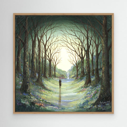 Tree lined waterfall walk. Code: 1086, Light oak frame