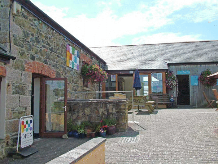 Outside Gallery Anthony, located in a cornish stone barn